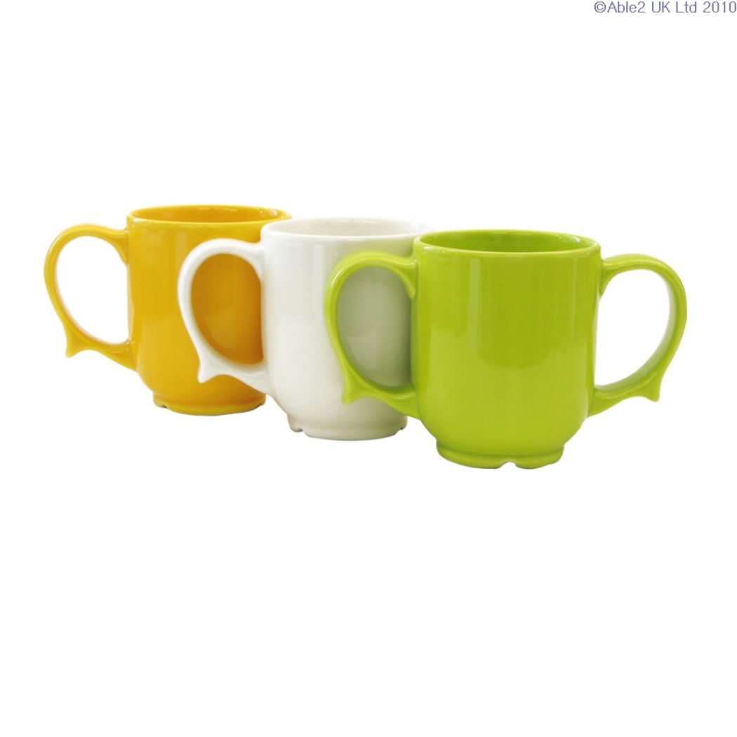 White Dignity two-handled ceramic mug