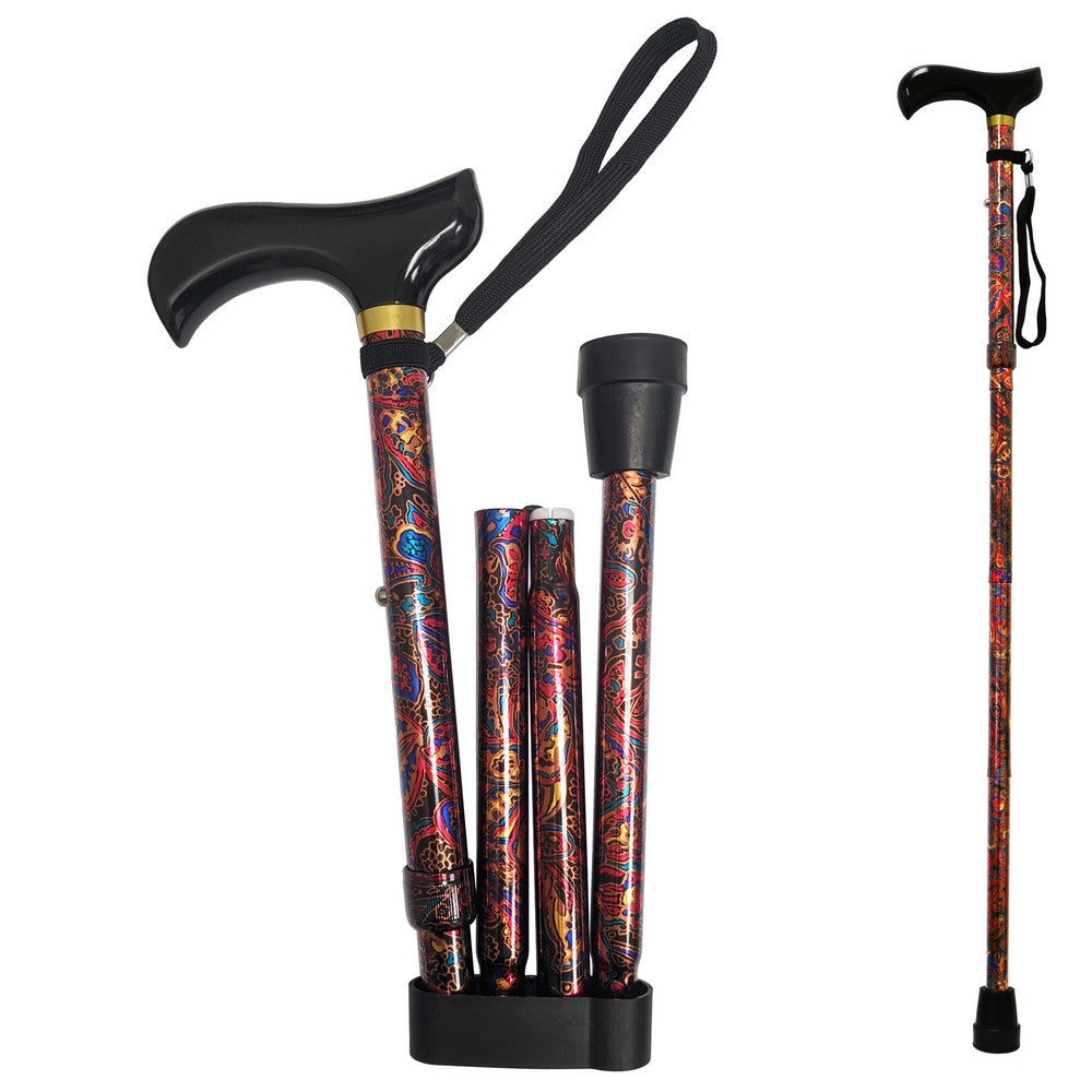 Adjustable-Height Folding Cane with Derby Handle