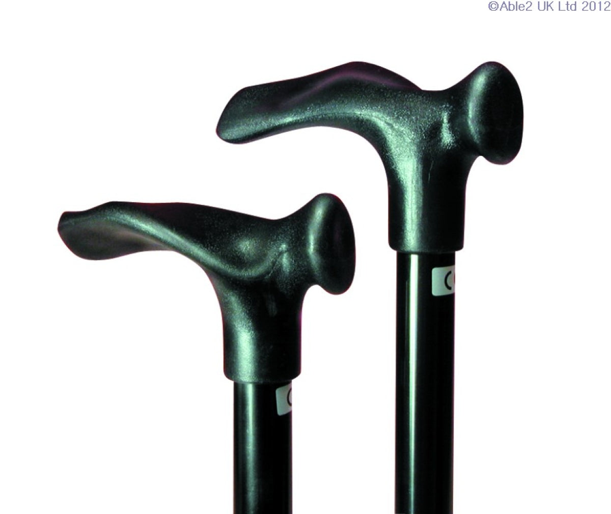 Black comfort grip adjustable walking stick with palm-support handle