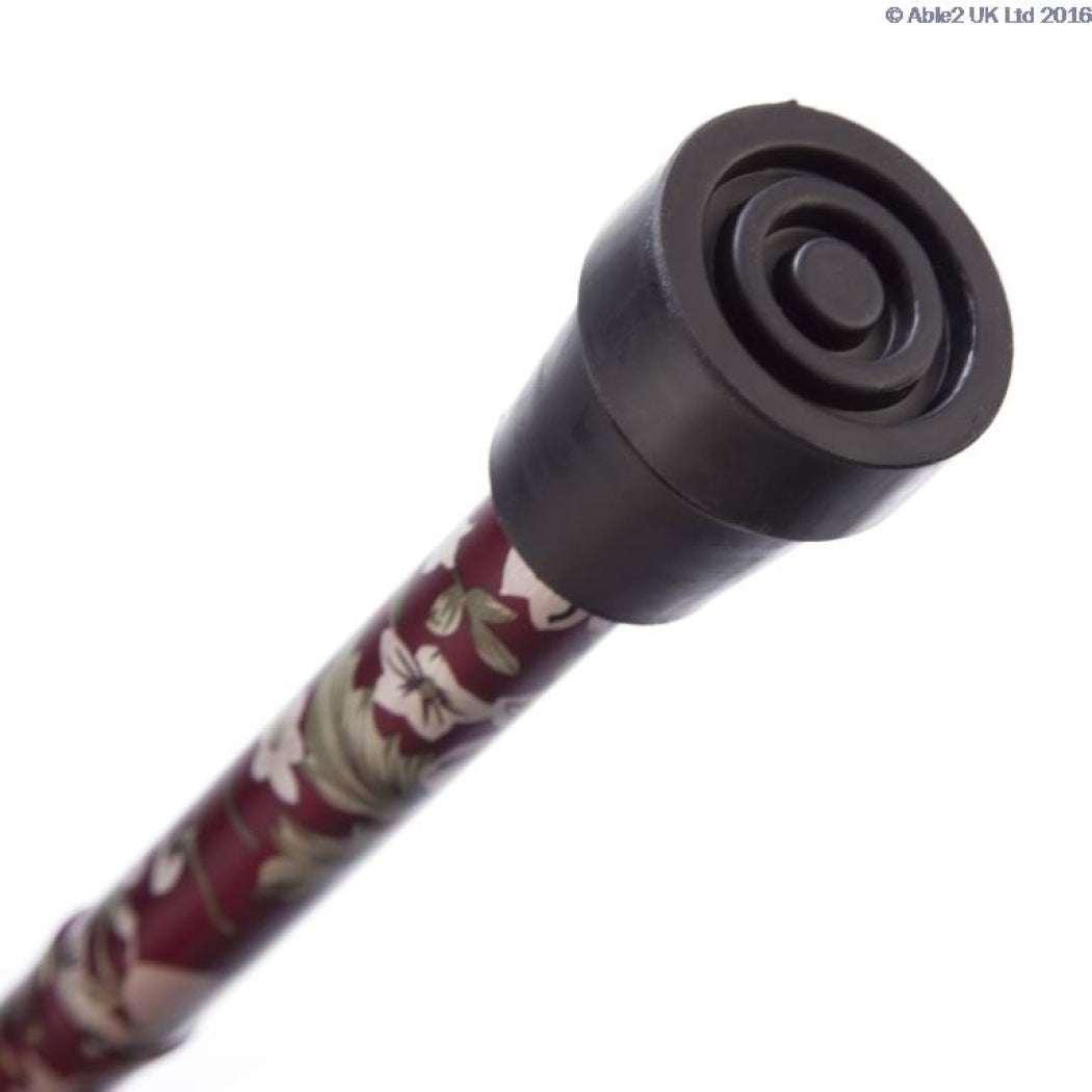 Burgundy flower pattern folding adjustable walking stick (image 6)