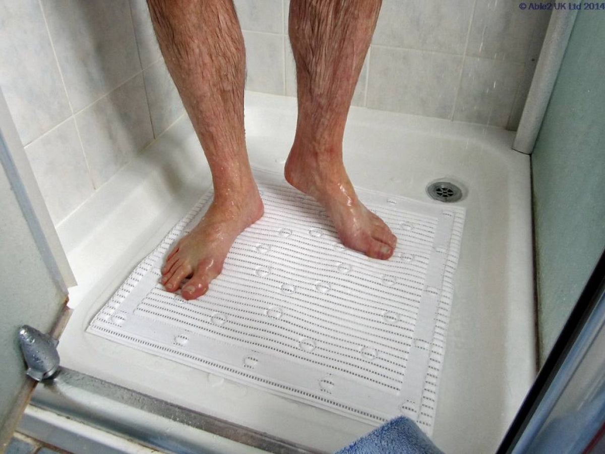 White StayPut square anti-slip shower mat (image 2)