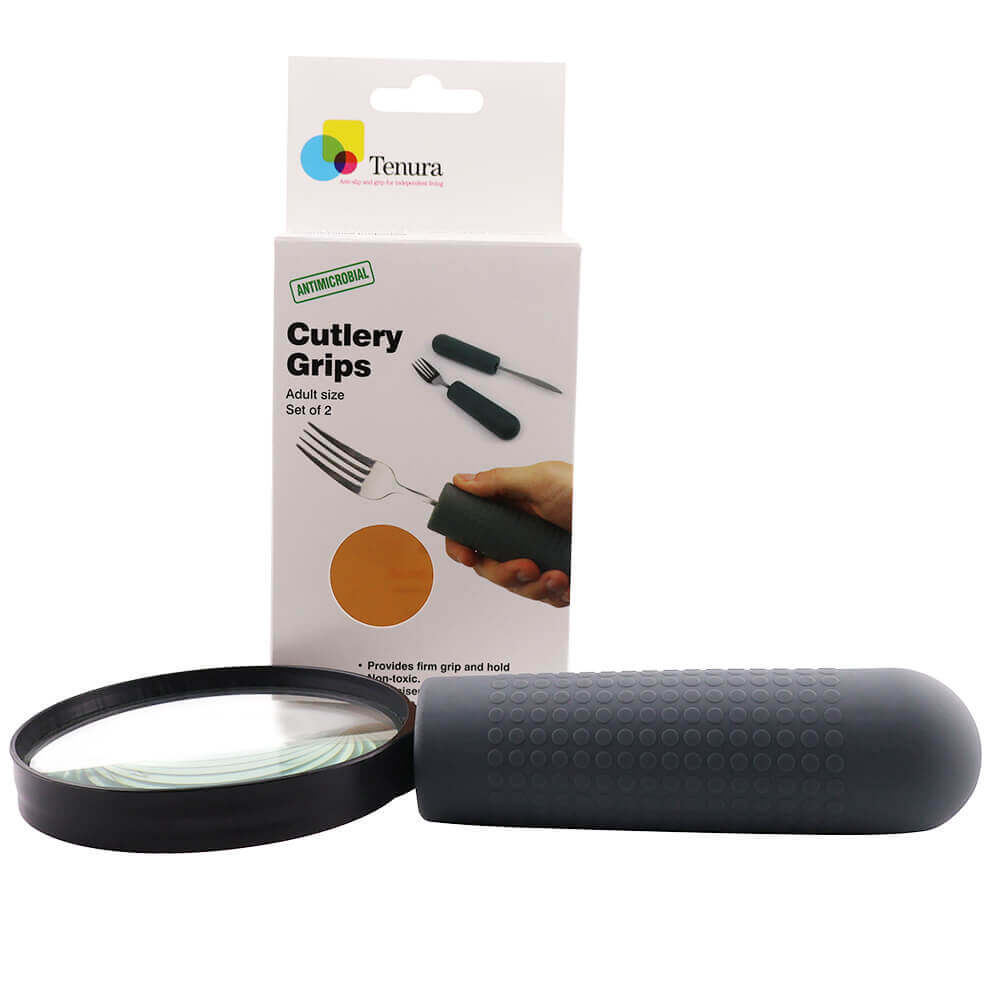 Two grey Tenura silicone cutlery grips (image 4)