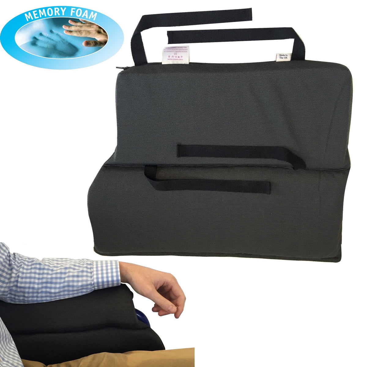 Pair of Putnams black memory foam wheelchair armrest cushions (image 3)